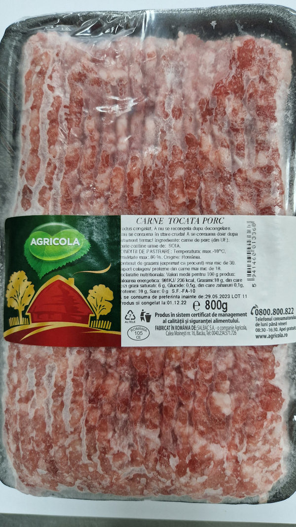 Carne tocata porc Agricola 800gr